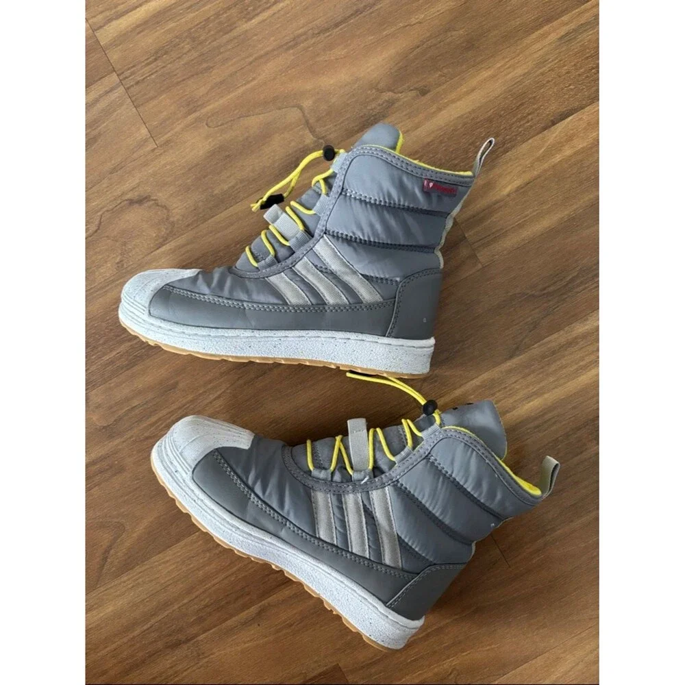 adidas Superstar 360 Grey Yellow High Top Boots Shoes Sneakers in Kids Size 13